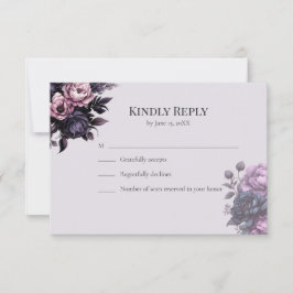 Gotische Zwarte Bloem RSVP Kaart