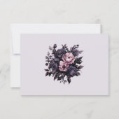 Gotische Zwarte Bloem RSVP Kaart (Achterkant)