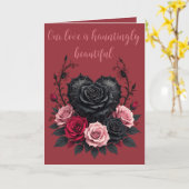 Gotische Zwarte Bloemblaadjes en Spinneweb Duister Kaart (Gele Bloem)