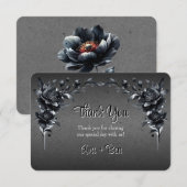 Gotische zwarte bloemen bruiloft bedankkaart (Voorkant / Achterkant)