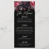 Gotische zwarte bloemen bruiloft menu (Voorkant)