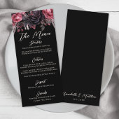 Gotische zwarte bloemen bruiloft menu