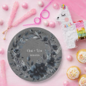 Gotische zwarte bloemen bruiloft papieren bordje (Feest)