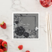 Gotische zwarte bloemen bruiloft servet (Insitu)