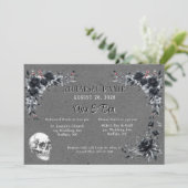 Gotische zwarte bloemen en schedel repetitie diner kaart (Staand voorkant)