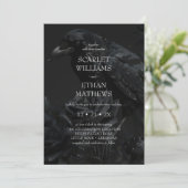 Gotische Zwarte Bloemen Raven & Roos Wedding Kaart (Staand voorkant)