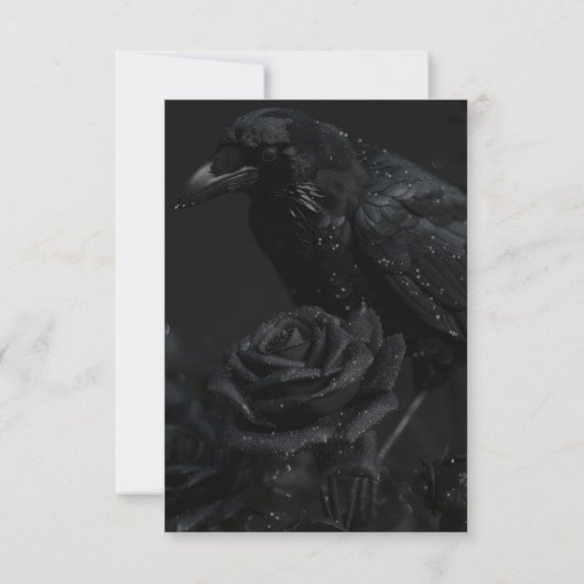 Gotische Zwarte Bloemen Raven & Roos Wedding RSVP Kaartje (Achterkant)