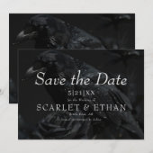 Gotische Zwarte Bloemen Raven & Roos Wedding Save The Date (Voorkant / Achterkant)