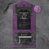 Gotische zwarte boog & zwarte Rozen Paarse geen di All In One Uitnodiging