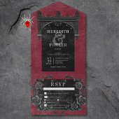 Gotische zwarte boog & zwarte Rozen Wine Three Din All In One Uitnodiging