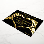 Gotische zwarte bruiloft skelet handen tot de dood folie uitnodiging (Gedraaid)