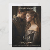 Gotische Zwarte Bruiloft Skelet Handen Tot de Dood Save The Date (Achterkant)