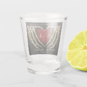 Gotische zwarte bruiloft skelet handen tot de dood shot glas (Achterkant)