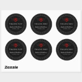 Gotische Zwarte Damast Roze Bruiloft Ronde Sticker (Vel)
