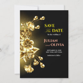Gotische Zwarte en Gouden Save the Date Kaart