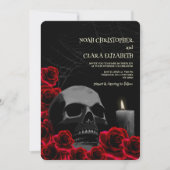 Gotische zwarte en rode Halloween Skull rode rozen Kaart (Voorkant)