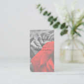 Gotische zwarte en rode rozen gotische trouwdetail visitekaartje (Staand voorkant)