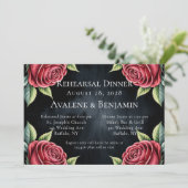 Gotische zwarte en rode rozen proefavondmaal kaart (Staand voorkant)