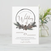 Gotische Zwarte en Witte Kerstkrans Bruiloft Kaart (Staand voorkant)