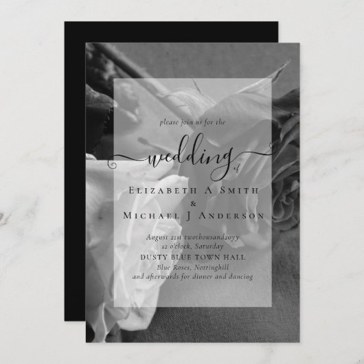 Gotische Zwarte en Witte Rozen Gotische Trouw Uitn (Voorkant / Achterkant)