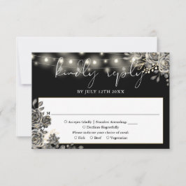 Gotische Zwarte En Witte Rozen Slingerlichten Brui RSVP Kaartje