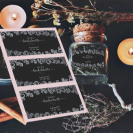 Gotische zwarte en zilveren bloemige vrijgezellenf labels