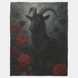 Gotische Zwarte Geit met Rode Rozen Donkere Kunst Fleece Deken