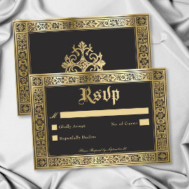 Gotische Zwarte Gouden Middeleeuwse Tot de Dood Hu RSVP Kaartje