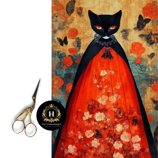 Gotische Zwarte Kat Decoupage Tissuepapier