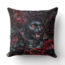Gotische Zwarte Kat & Donkere Bloemen