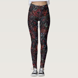 Gotische Zwarte Kat & Donkere Bloemen Patroon Leggings
