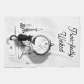 Gotische zwarte kat gebroken spiegel Halloween Theedoek (Horizontaal)