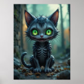 Gotische zwarte kat Halloween betoverde bos vibes Poster (Voorkant)