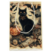  Gotische Zwarte Kat Halloween Medium Cadeauzakje (Voorkant)