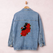 Gotische Zwarte Kat Rode Rozen Paars Denim Jacket (Hangar)