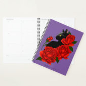 Gotische Zwarte Kat Rode Rozen Paars Planner (Display)