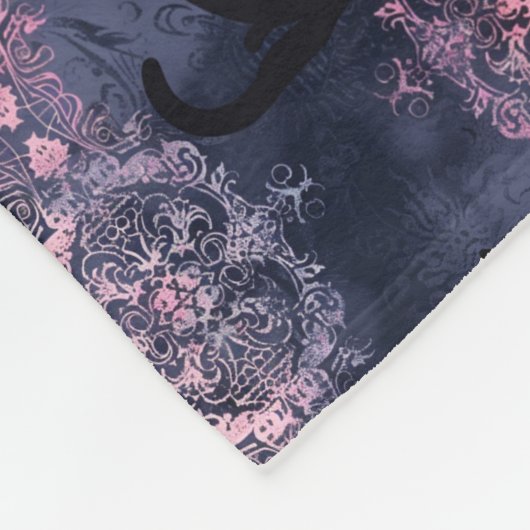 Gotische zwarte katten patten fleece deken (Hoek)