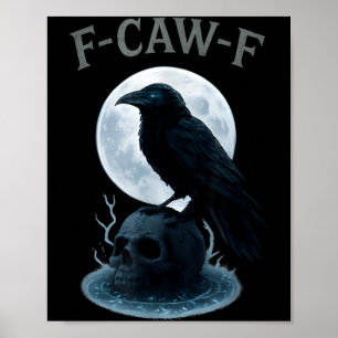 Gotische Zwarte Kraai Raven Schedel Maan Halloween Poster