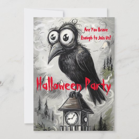 Gotische Zwarte Kraai & Toren Griezelig Halloween  Kaart (Voorkant)