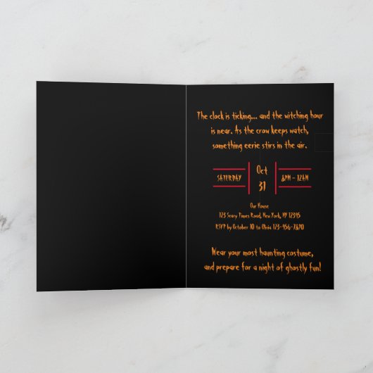 Gotische Zwarte Kraai & Toren Griezelige Halloween Kaart (Binnen)