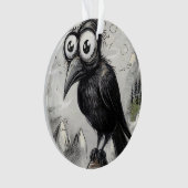 Gotische Zwarte Kraai & Toren Griezelige Halloween Ornament (voorkant)