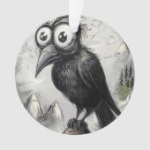 Gotische Zwarte Kraai & Toren Griezelige Halloween Ornament (voorkant)