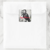 Gotische Zwarte Kraai & Toren Griezelige Halloween Vierkante Sticker (Tas)