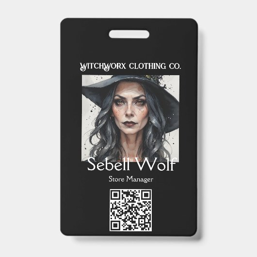 Gotische Zwarte Pentagram Personeelsbadge Badge (Voorzijde)