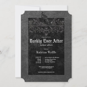 Gotische Zwarte Raaf & Rozen Zwarte Bruids Shower Kaart