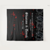 Gotische Zwarte Rode Grunge Textuur | Zwarte Rozen Wandkleed (Voorkant (horizontaal))