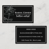 Gotische Zwarte Roos Bloemenillustratie Visitekaartje (Voorkant / Achterkant)