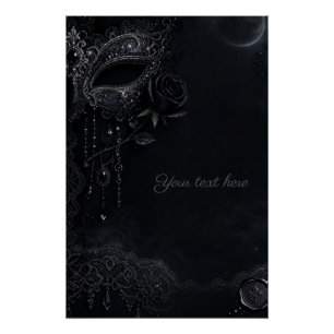 Gotische Zwarte Roos Masker Perfect Poster