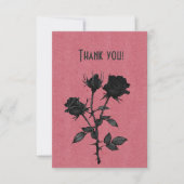Gotische zwarte Roos op Roos rood Dank u Bedankkaart (Voorkant)