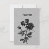 Gotische Zwarte Roos Op Staalgrijs Dank U Bedankkaart (Voorkant)